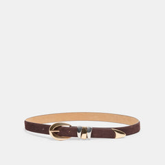 MIXED METAL BUCKLE BELT MAHOGANY