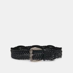 WOVEN WESTERN BUCKLE BELT BLACK SILVER