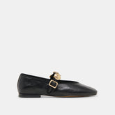 RELAN WIDE BALLET FLATS BLACK LEATHER