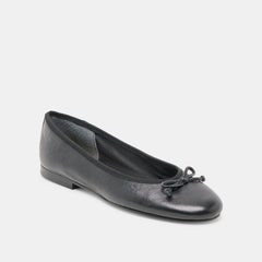 RITLA WIDE BALLET FLATS BLACK LEATHER