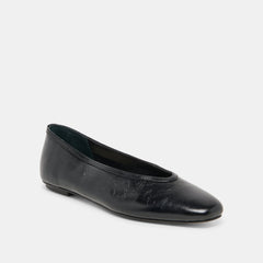 CARET BALLET FLATS BLACK LEATHER