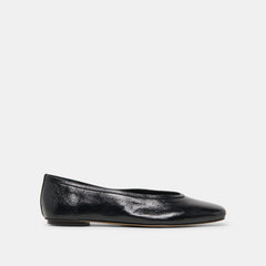 CARET BALLET FLATS BLACK LEATHER
