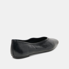 CARET BALLET FLATS BLACK LEATHER