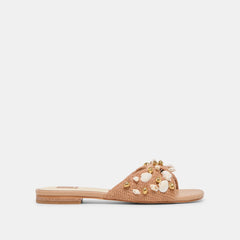 LIZZA SANDALS TOFFEE BEADED RAFFIA