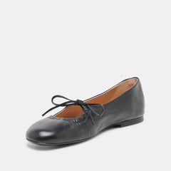 PAZEY BALLET FLATS BLACK LEATHER