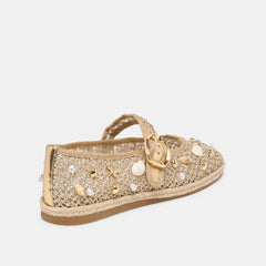RALPH BALLET FLATS GOLD BEADED RAFFIA