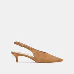 ALENNA HEELS LT BROWN SUEDE