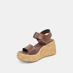 AURI WEDGES DK BROWN LEATHER