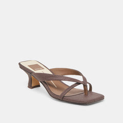 BREVEL HEELS CHOCOLATE RAFFIA