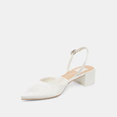 CAREL WIDE HEELS TRUE WHITE SATIN