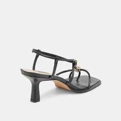MYLEE WIDE HEELS BLACK LEATHER