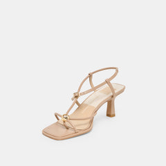 MYLEE WIDE HEELS LIGHT TAN LEATHER