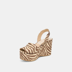 AKERA WEDGES BEIGE ZEBRA RAFFIA