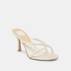 LIANO PEARL HEELS OFF WHITE SATIN