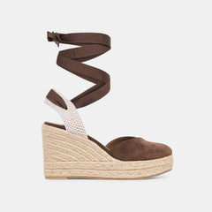 NOURA WEDGES DK BROWN SUEDE