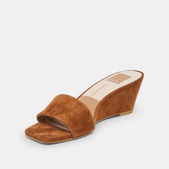 QAILY WIDE WEDGES BROWN SUEDE