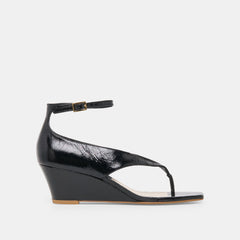 QUINNY WEDGES BLACK LEATHER