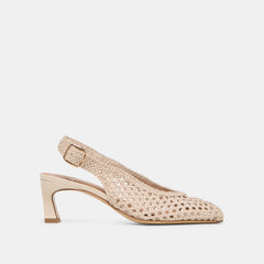 REMLA HEELS BONE WOVEN LEATHER