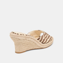 VAYA WEDGES BEIGE ZEBRA RAFFIA