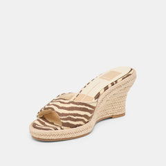 VAYA WEDGES BEIGE ZEBRA RAFFIA