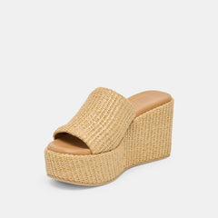 JOCLYN WIDE WEDGES LT NATURAL RAFFIA