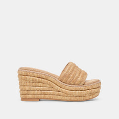 THRONE WIDE WEDGES LT NATURAL RAFFIA