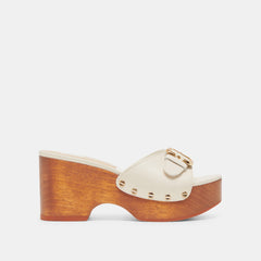 YALAH HEELS OFF WHITE LEATHER