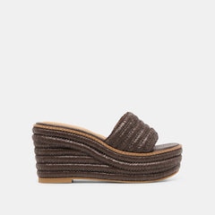 THRONE WIDE WEDGES CHOCOLATE RAFFIA