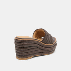 THRONE WIDE WEDGES CHOCOLATE RAFFIA