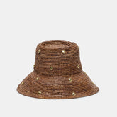 STRAW CLOCHE WITH CHARMS BROWN