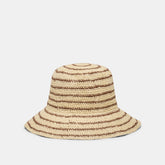 STRIPED STRAW CLOCHE BROWN NATURAL