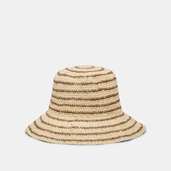 STRIPED STRAW CLOCHE BROWN NATURAL