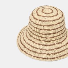 STRIPED STRAW CLOCHE BROWN NATURAL
