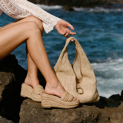 THRONE WEDGES LT NATURAL RAFFIA