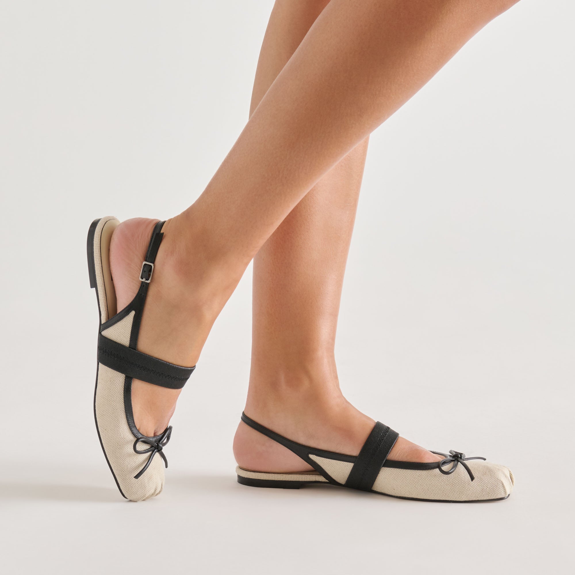 GRIFAN FLATS NATURAL BLACK LINEN