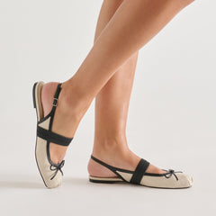GRIFAN FLATS NATURAL BLACK LINEN