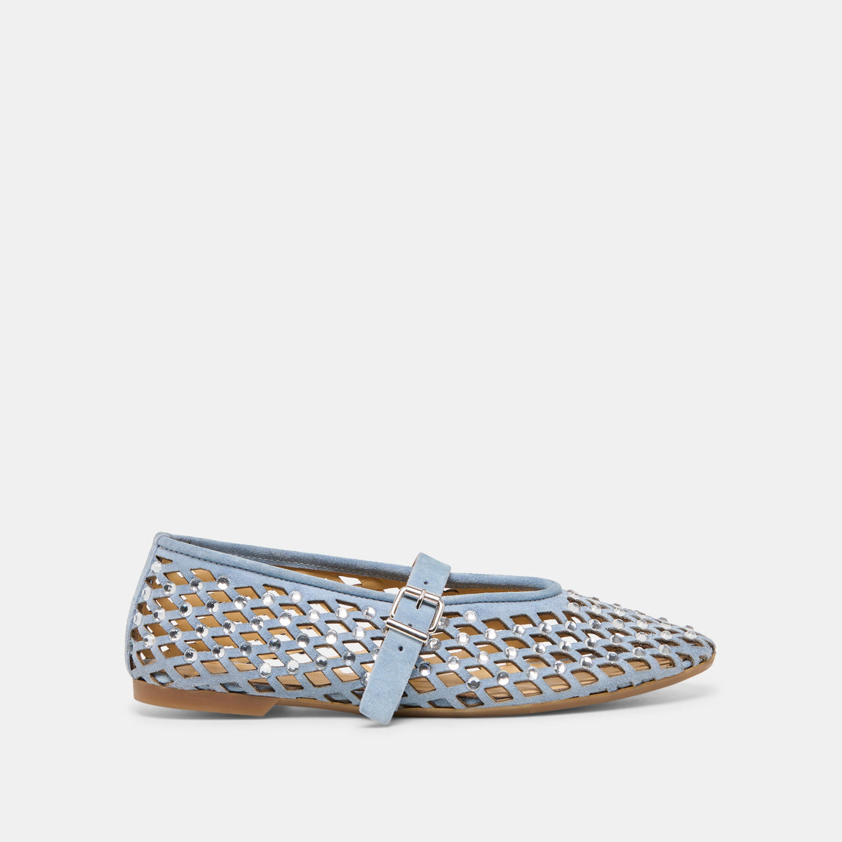 MAVIN RHINESTONE BALLET FLATS BLUE SUEDE