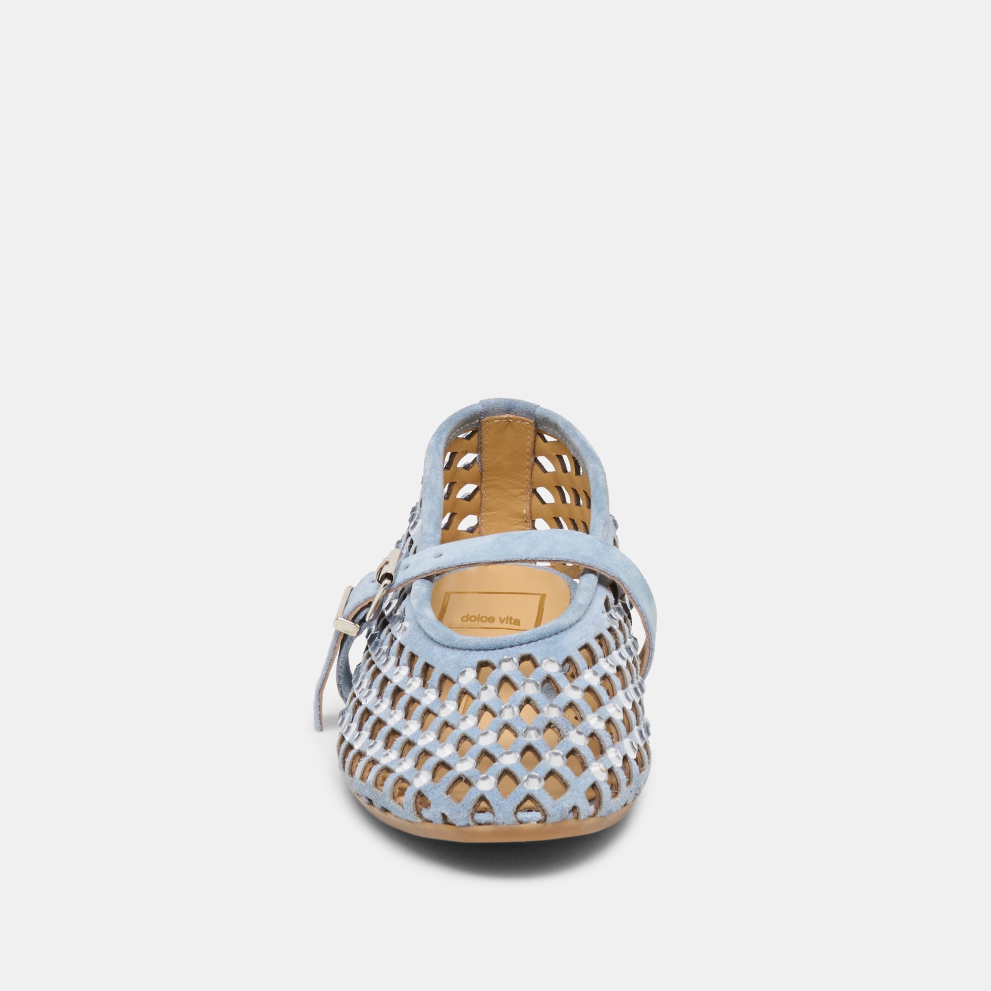 MAVIN RHINESTONE BALLET FLATS BLUE SUEDE