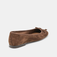 RITLA WIDE BALLET FLATS DK BROWN SUEDE