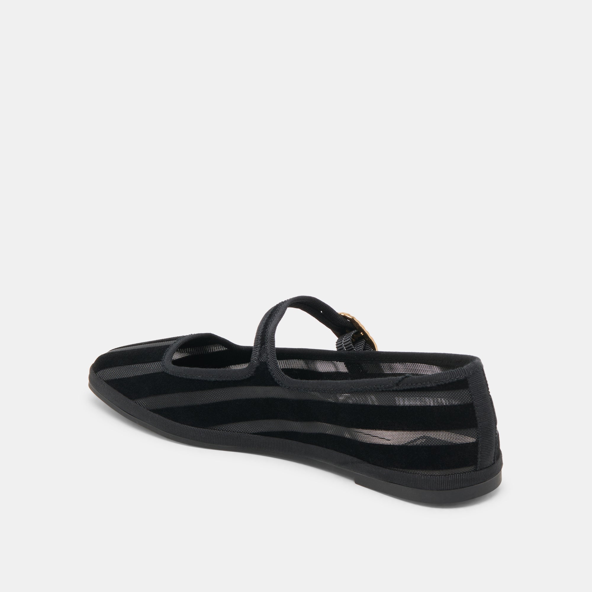 TAMEKA BALLET FLATS BLACK STRIPE MESH