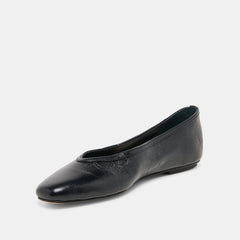 CARET BALLET FLATS BLACK LEATHER