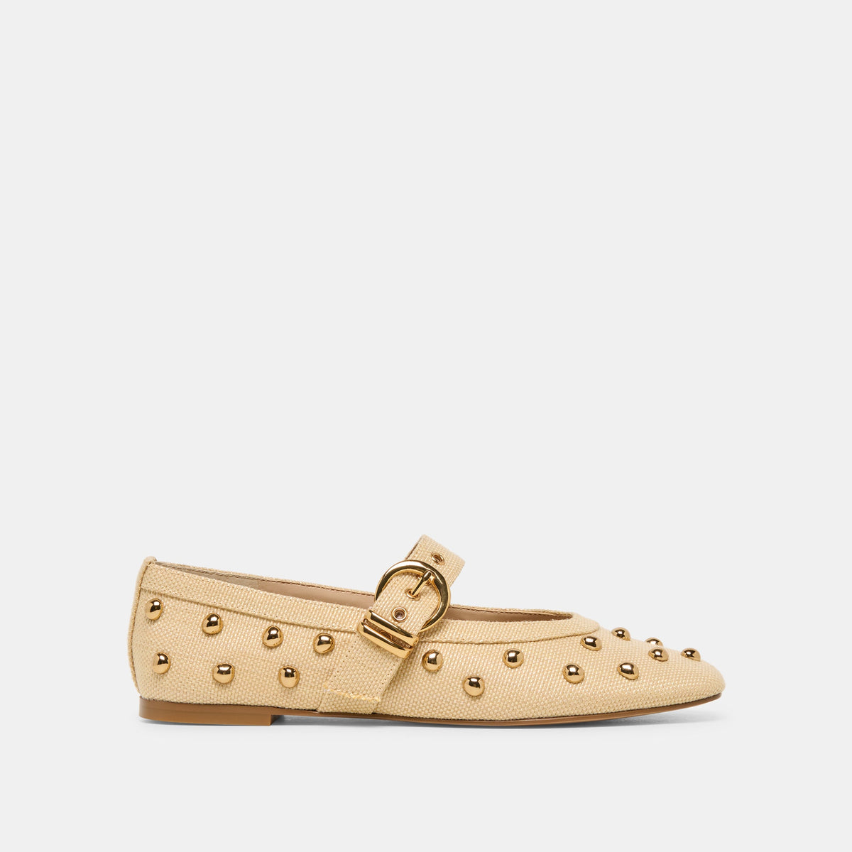 MIKEL STUD BALLET FLATS LT NATURAL RAFFIA