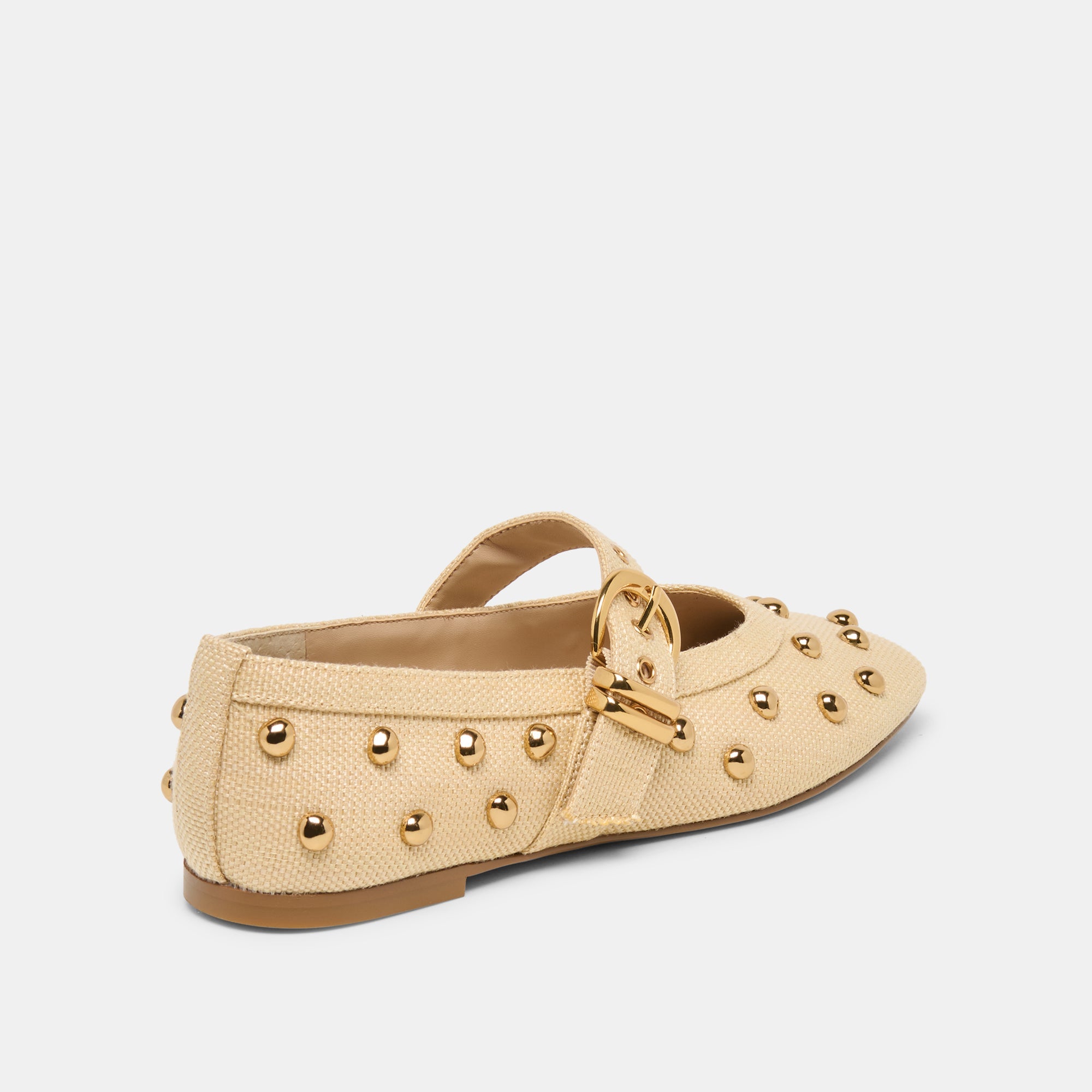 MIKEL STUD BALLET FLATS LT NATURAL RAFFIA