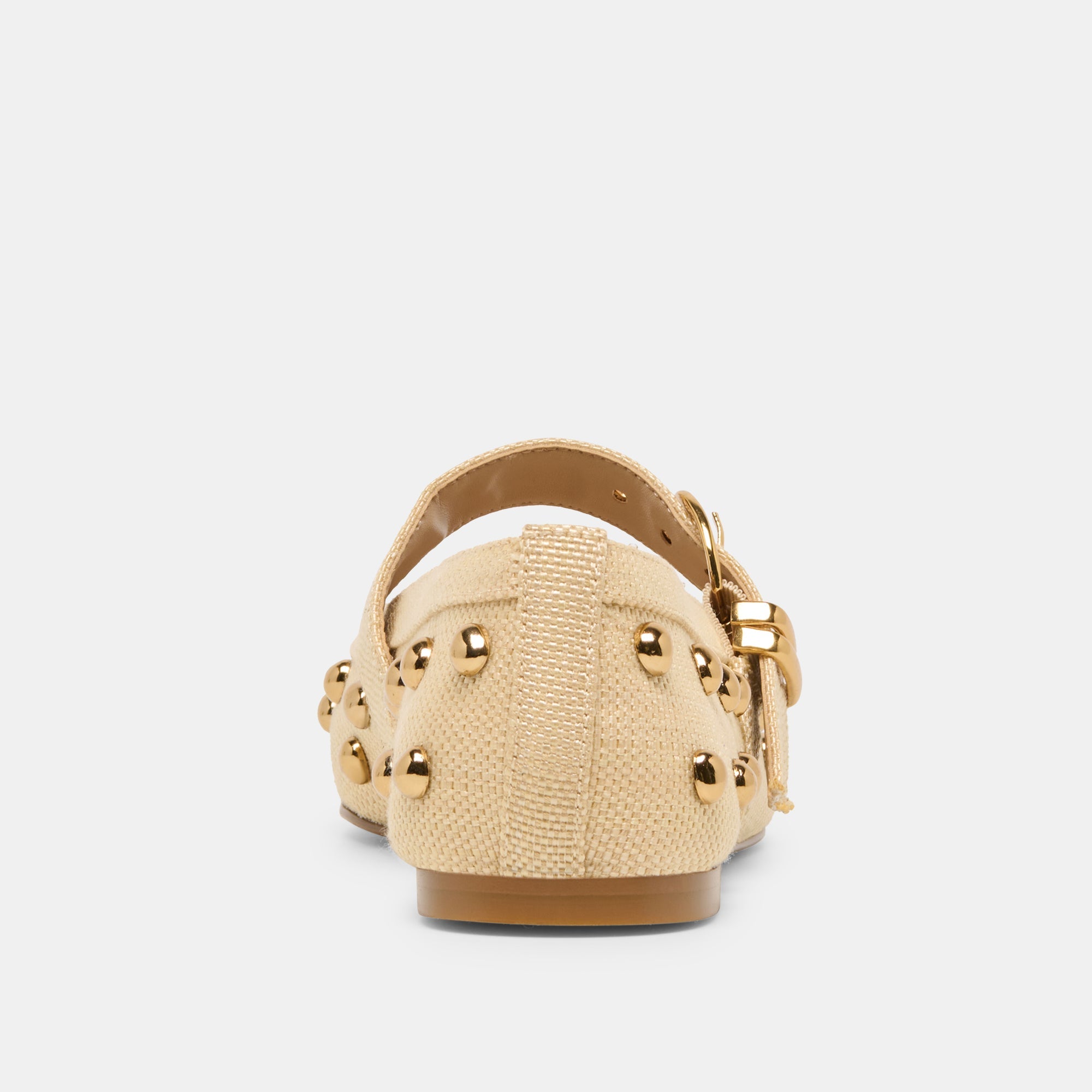 MIKEL STUD BALLET FLATS LT NATURAL RAFFIA