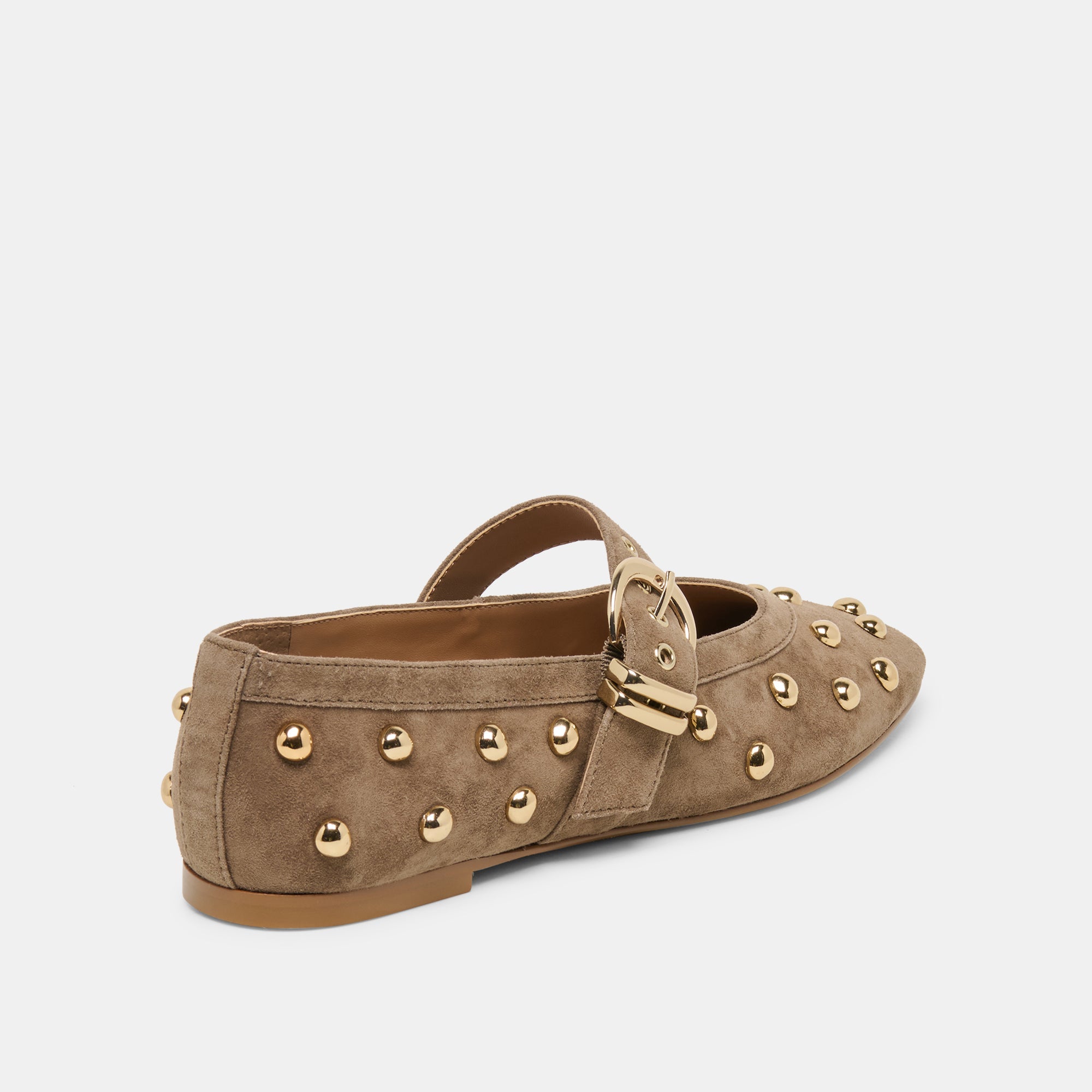 MIKEL STUD BALLET FLATS OLIVE SUEDE