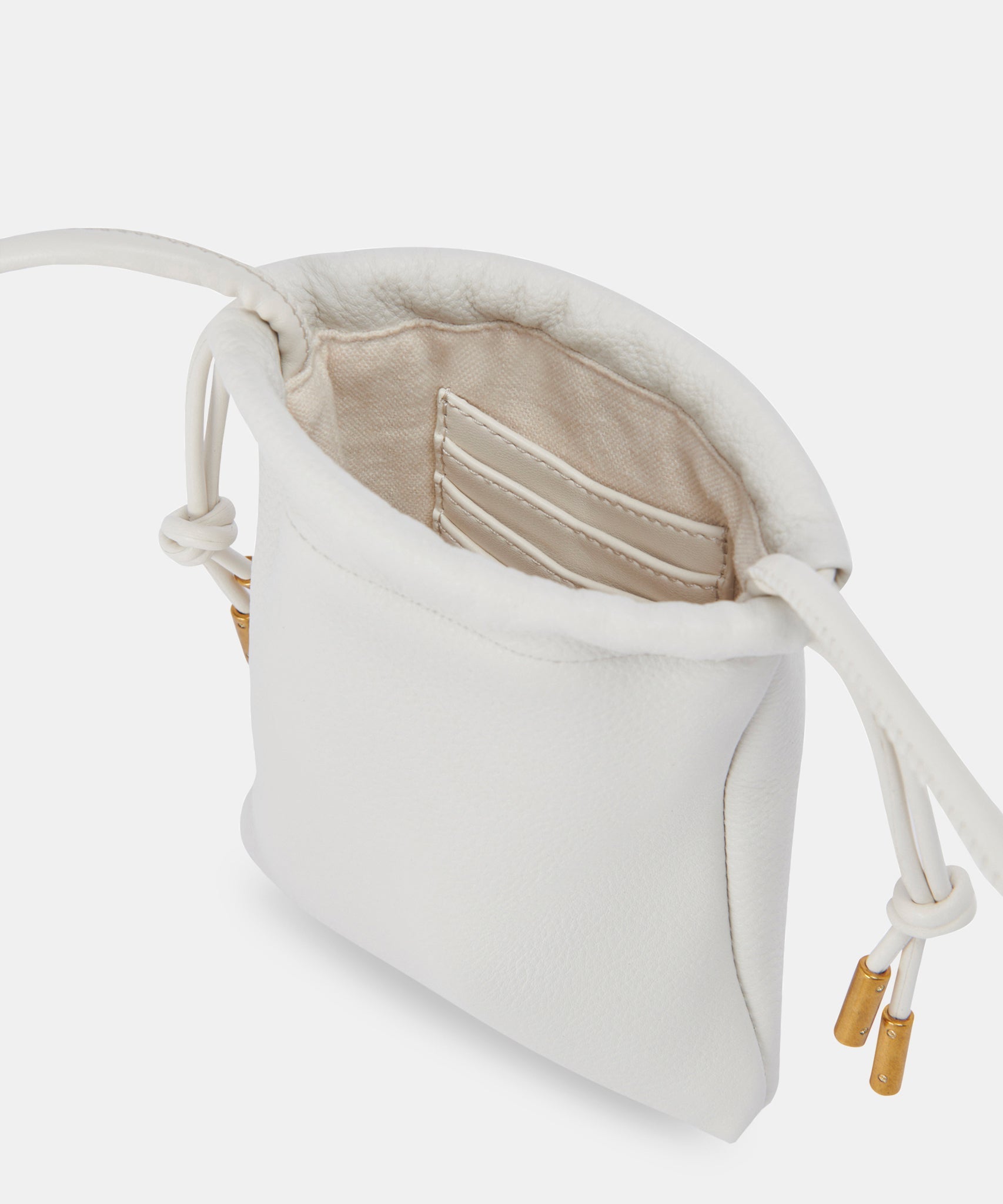 EVIE PHONE POUCH IVORY LEATHER