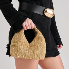 DAHLIA HANDBAG GOLD RAFFIA