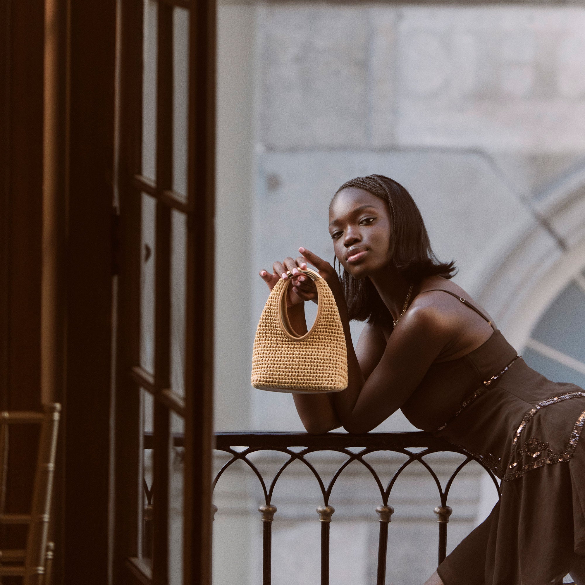 EVELISE HANDBAG NATURAL RAFFIA