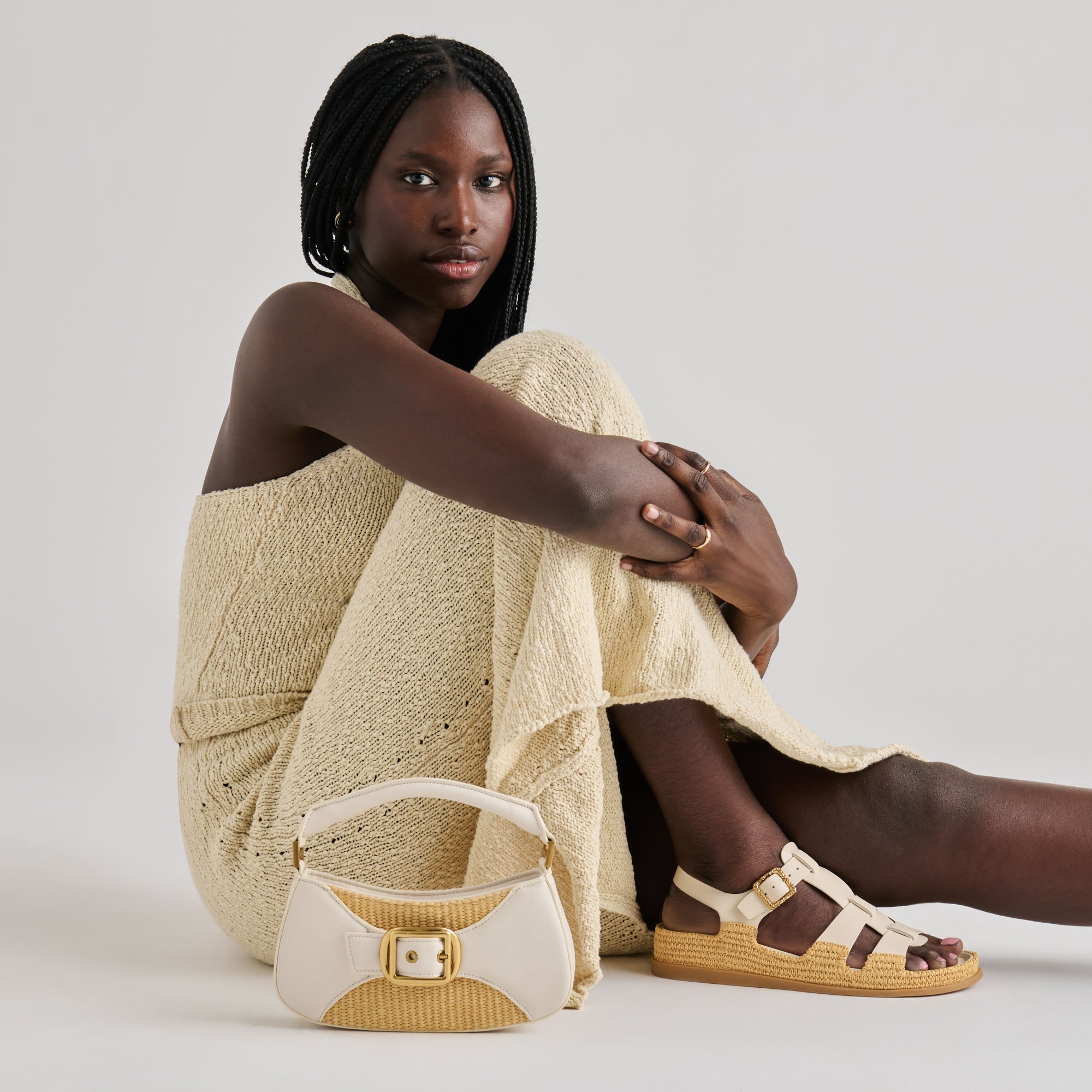 NUALA RAFFIA HANDBAG WHITE STELLA