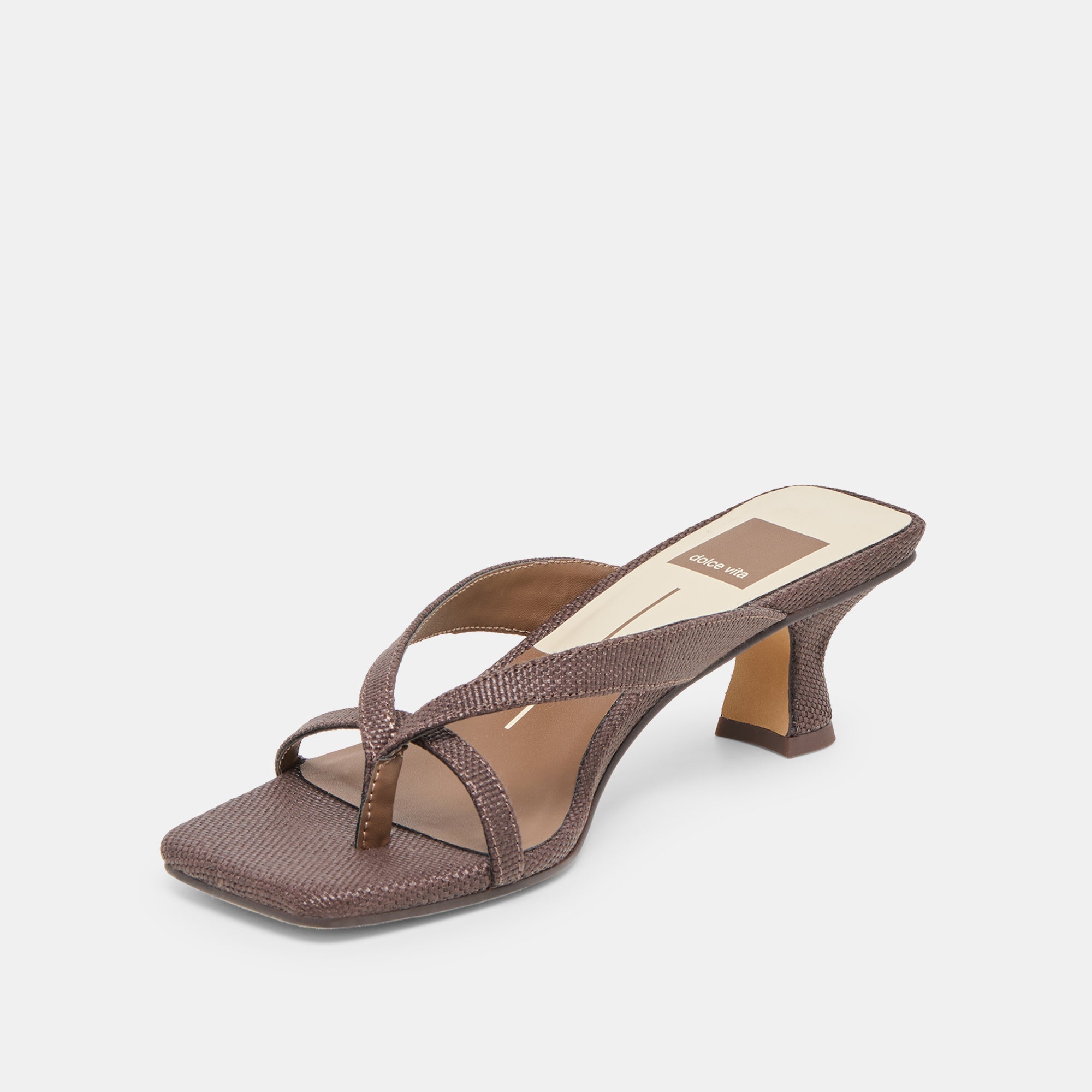 BREVEL HEELS CHOCOLATE RAFFIA